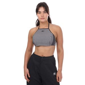 Adidas Womens/Ladies Originals Gingham Cropped Halter Top / White/Black